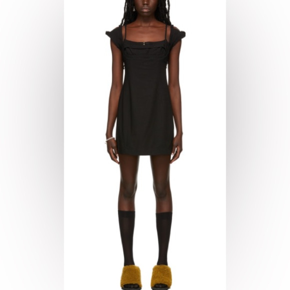 Jacquemus La Robe Kibo Black Linen Cutout Corset Bustier Sleeveless Mini Dress - Picture 5 of 11